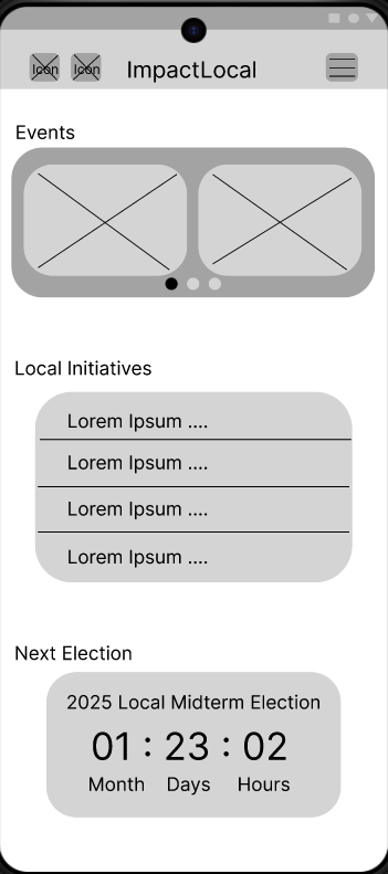 mobile wireframe home page